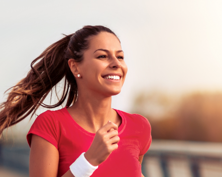 Image of woman running for Juvederm and Botox treatments
